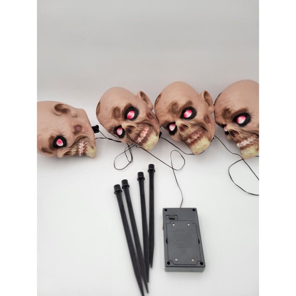 Halloween zombie head Lawn Stakes Light Up sounds battery operated - Picture 1 of 10